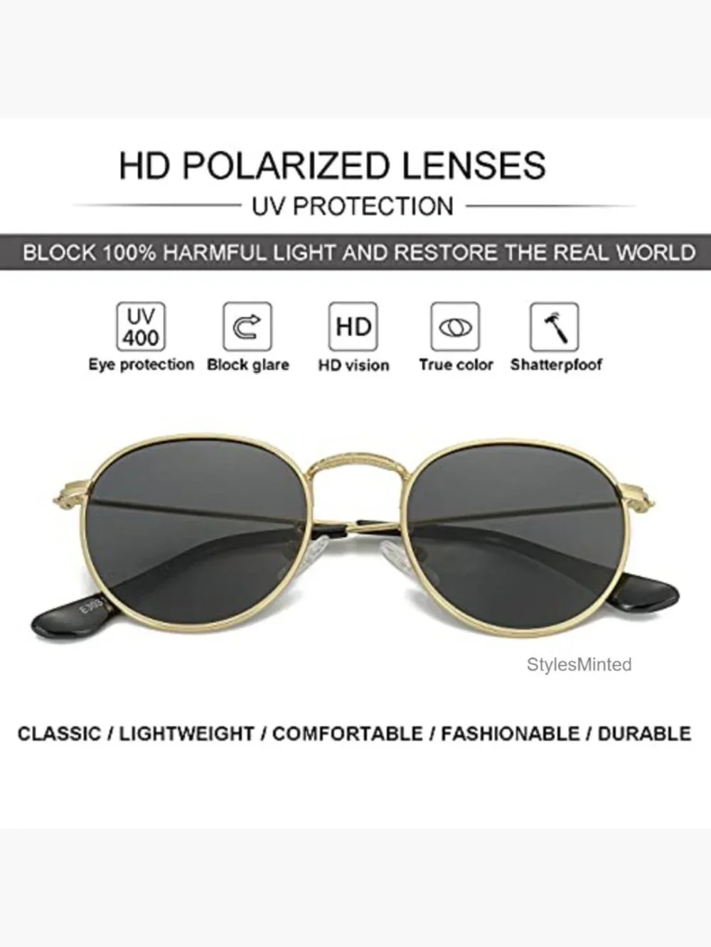 Polarized Kids Sunglasses Classic Metal Frame UV Protection Age 0-18